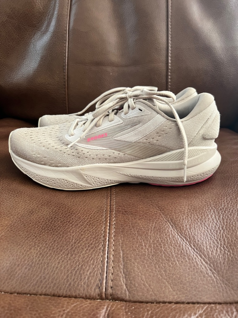 Brooks Women's Running Shoes in Light Tan with Cream  Pink Accent Size 10